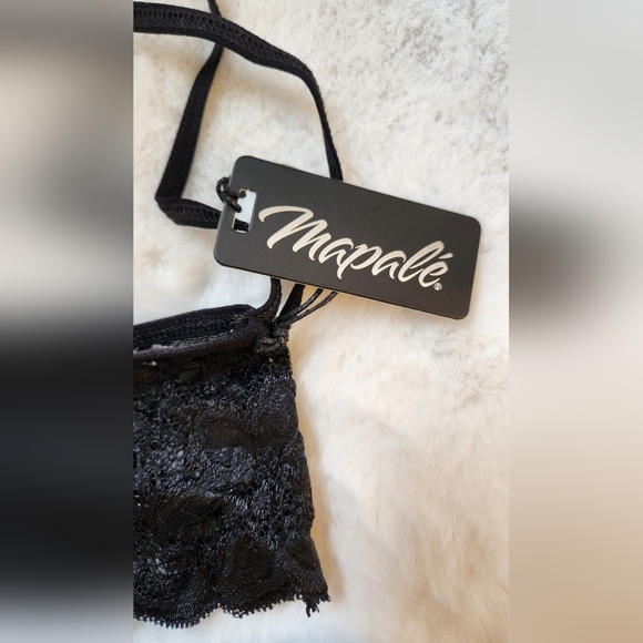 NWOT Black Lace 4 Piece Set - bra, panty, wrist cuffs and eye mask - Picture 8 of 11